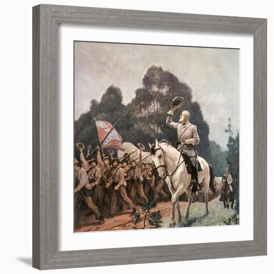 General Robert Lee Saluting Troops Heading to Front-Newell Convers Wyeth-Framed Giclee Print