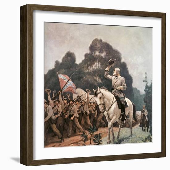 General Robert Lee Saluting Troops Heading to Front-Newell Convers Wyeth-Framed Giclee Print