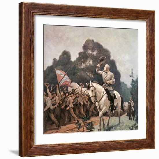 General Robert Lee Saluting Troops Heading to Front-Newell Convers Wyeth-Framed Giclee Print