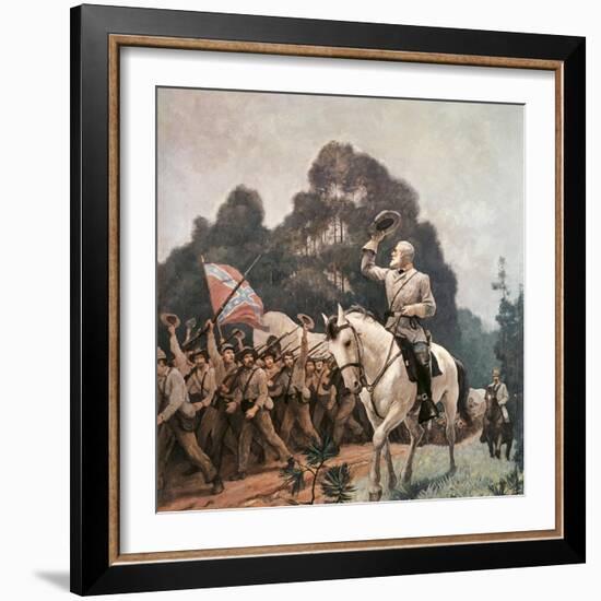 General Robert Lee Saluting Troops Heading to Front-Newell Convers Wyeth-Framed Giclee Print