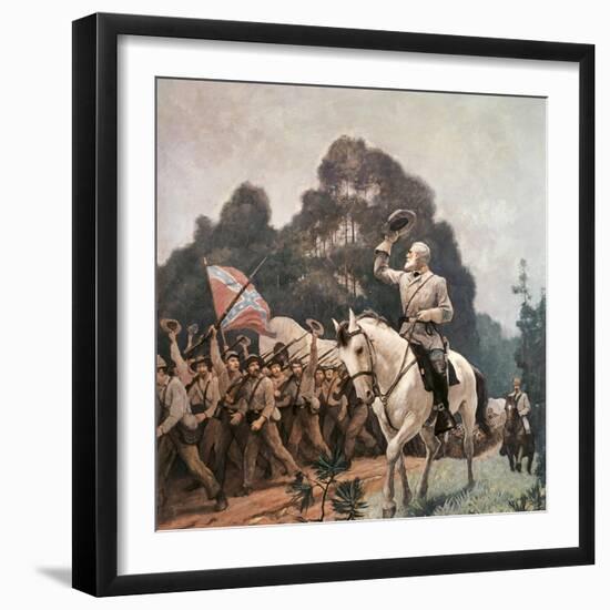 General Robert Lee Saluting Troops Heading to Front-Newell Convers Wyeth-Framed Giclee Print
