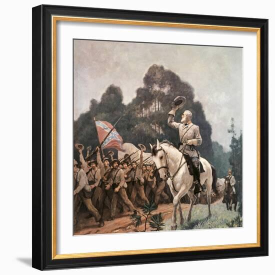 General Robert Lee Saluting Troops Heading to Front-Newell Convers Wyeth-Framed Giclee Print