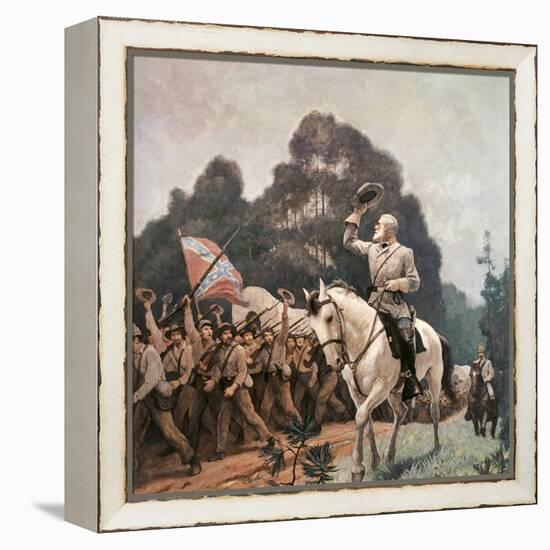 General Robert Lee Saluting Troops Heading to Front-Newell Convers Wyeth-Framed Premier Image Canvas