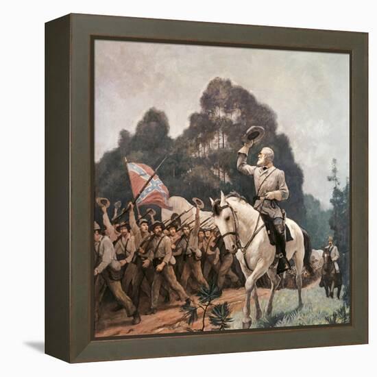 General Robert Lee Saluting Troops Heading to Front-Newell Convers Wyeth-Framed Premier Image Canvas