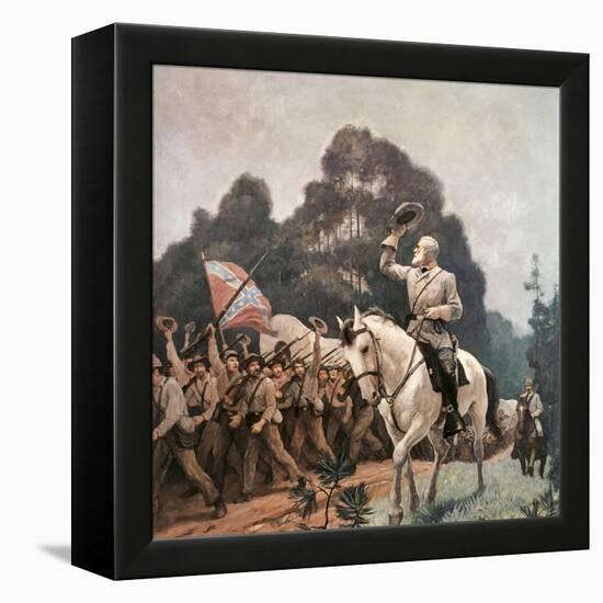 General Robert Lee Saluting Troops Heading to Front-Newell Convers Wyeth-Framed Premier Image Canvas