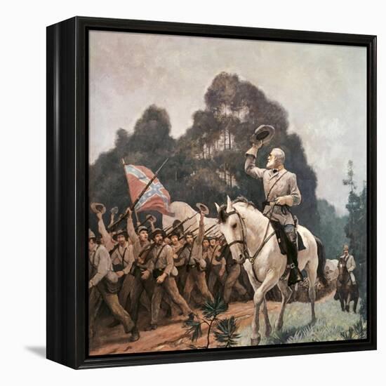 General Robert Lee Saluting Troops Heading to Front-Newell Convers Wyeth-Framed Premier Image Canvas