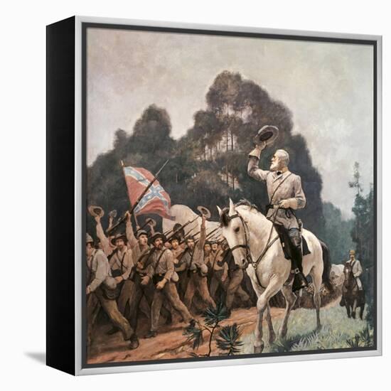 General Robert Lee Saluting Troops Heading to Front-Newell Convers Wyeth-Framed Premier Image Canvas