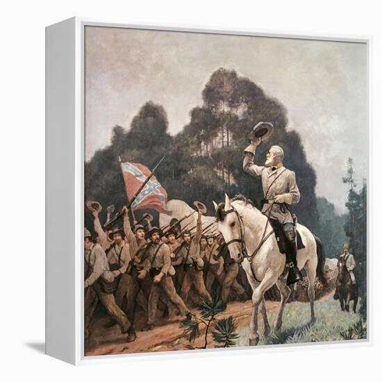 General Robert Lee Saluting Troops Heading to Front-Newell Convers Wyeth-Framed Premier Image Canvas