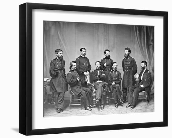 General Sherman and Staff, Civil War-Lantern Press-Framed Art Print