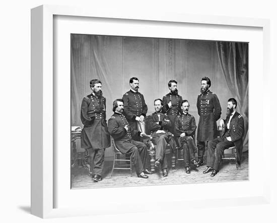 General Sherman and Staff, Civil War-Lantern Press-Framed Art Print