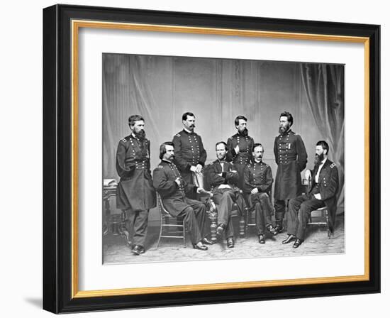 General Sherman and Staff, Civil War-Lantern Press-Framed Art Print