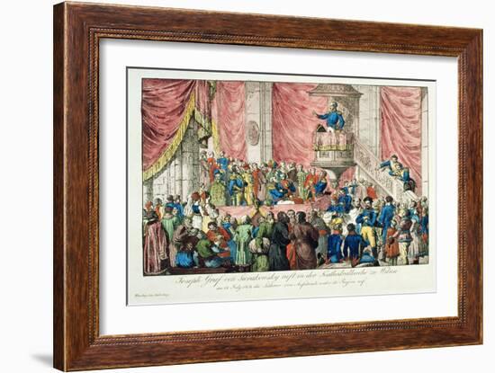 General Sierakowski Calling for the Lithuanian Uprising, 1812 (Colour Litho)-Johann Nepomuk Schonberg-Framed Giclee Print