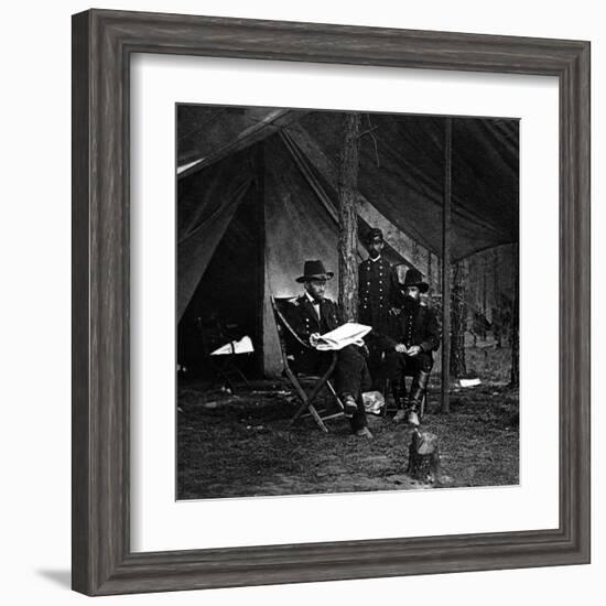 General U.S. Grant in Camp, Civil War-Lantern Press-Framed Art Print