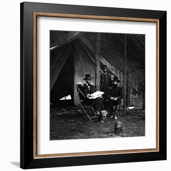 General U.S. Grant in Camp, Civil War-Lantern Press-Framed Art Print