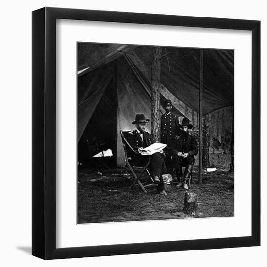 General U.S. Grant in Camp, Civil War-Lantern Press-Framed Art Print