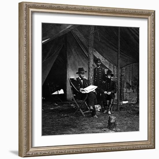 General U.S. Grant in Camp, Civil War-Lantern Press-Framed Art Print