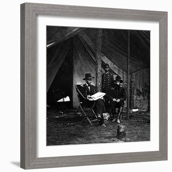 General U.S. Grant in Camp, Civil War-Lantern Press-Framed Art Print