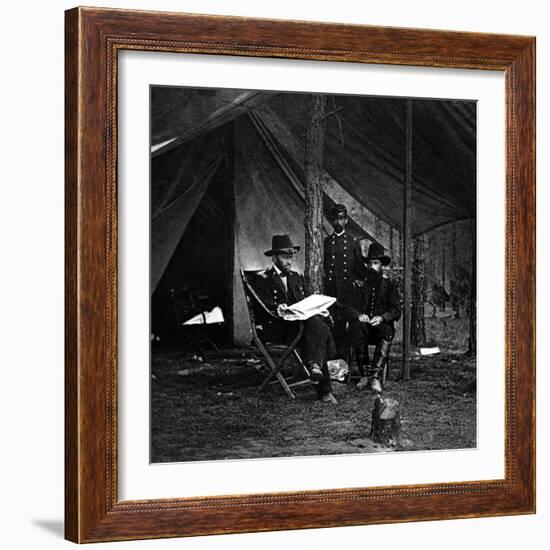 General U.S. Grant in Camp, Civil War-Lantern Press-Framed Art Print