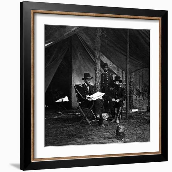 General U.S. Grant in Camp, Civil War-Lantern Press-Framed Art Print