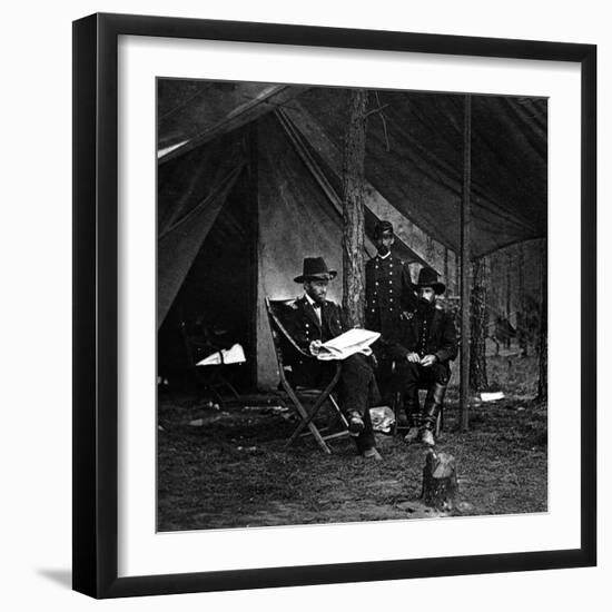 General U.S. Grant in Camp, Civil War-Lantern Press-Framed Art Print