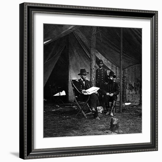 General U.S. Grant in Camp, Civil War-Lantern Press-Framed Art Print