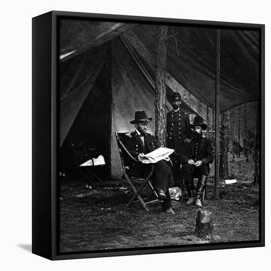 General U.S. Grant in Camp, Civil War-Lantern Press-Framed Stretched Canvas