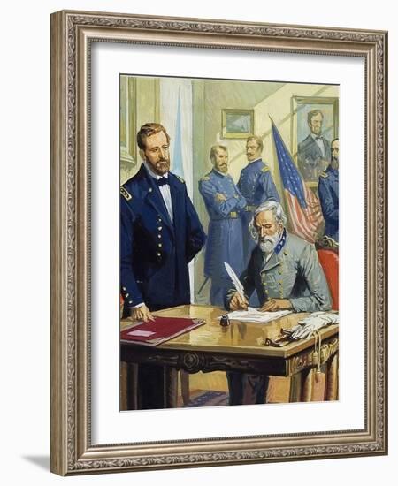 General Ulysses Grant Accepting the Surrender of General Lee at Appomattox-Severino Baraldi-Framed Giclee Print