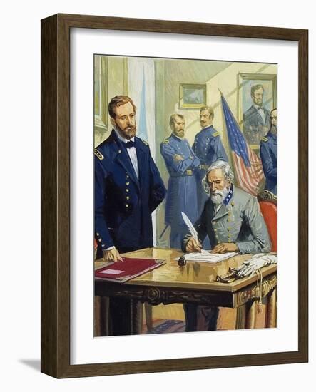 General Ulysses Grant Accepting the Surrender of General Lee at Appomattox-Severino Baraldi-Framed Giclee Print