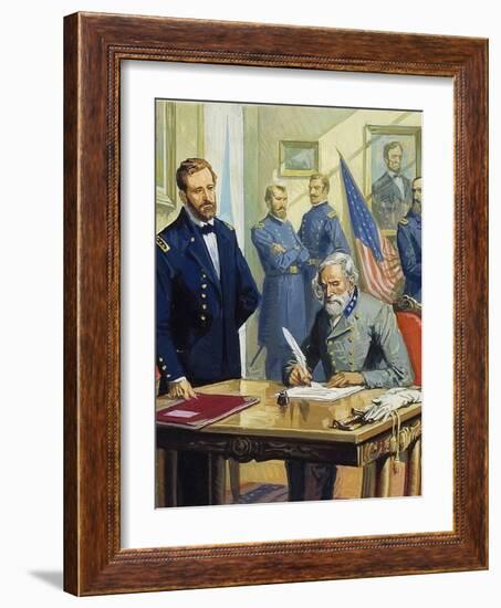 General Ulysses Grant Accepting the Surrender of General Lee at Appomattox-Severino Baraldi-Framed Giclee Print