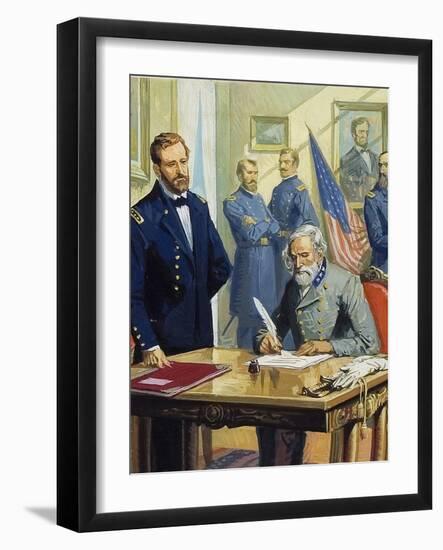 General Ulysses Grant Accepting the Surrender of General Lee at Appomattox-Severino Baraldi-Framed Giclee Print