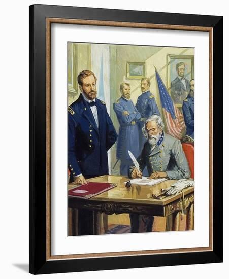 General Ulysses Grant Accepting the Surrender of General Lee at Appomattox-Severino Baraldi-Framed Giclee Print