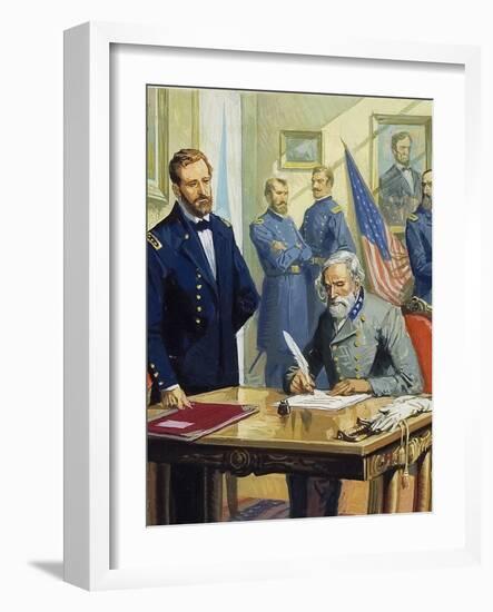 General Ulysses Grant Accepting the Surrender of General Lee at Appomattox-Severino Baraldi-Framed Giclee Print