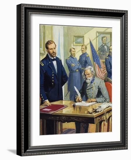 General Ulysses Grant Accepting the Surrender of General Lee at Appomattox-Severino Baraldi-Framed Giclee Print