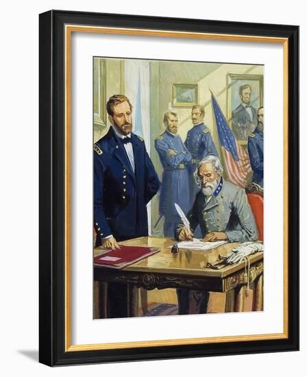 General Ulysses Grant Accepting the Surrender of General Lee at Appomattox-Severino Baraldi-Framed Giclee Print