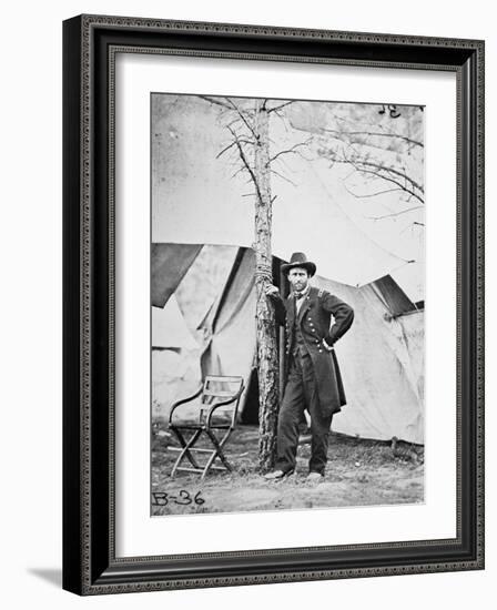 General Ulysses Simpson Grant in the Field at Cold Harbor, 1864-Mathew Brady-Framed Photographic Print