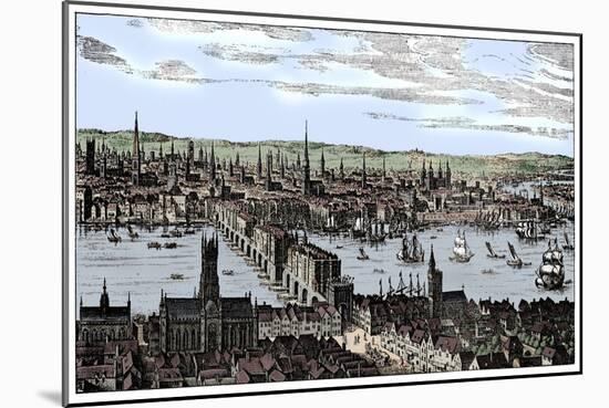 General view of London, 1666, (1909).-Unknown-Mounted Giclee Print