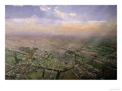 'General View of Paris from a Hot-Air Balloon, 1855' Giclee Print