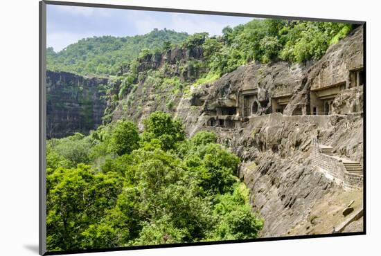 General view of the Ajanta Caves, UNESCO World Heritage Site, Maharashtra, India, Asia-Alex Robinson-Mounted Photographic Print