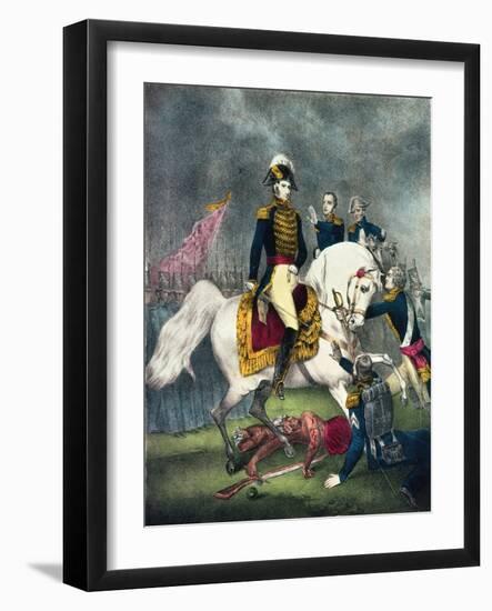 General William H. Harrison at the Battle of Tippecanoe, 1840-Currier & Ives-Framed Giclee Print