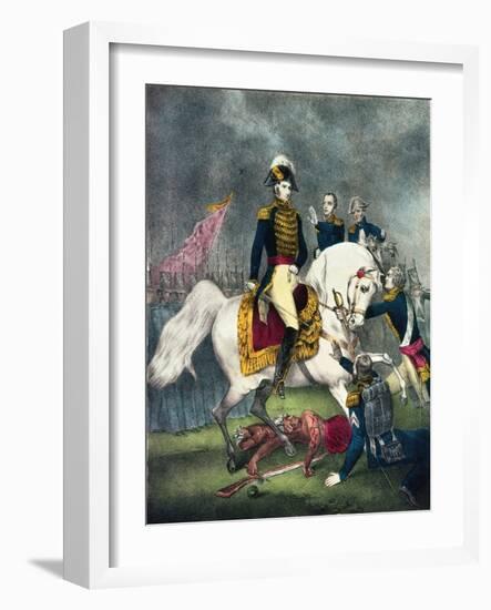 General William H. Harrison at the Battle of Tippecanoe, 1840-Currier & Ives-Framed Giclee Print