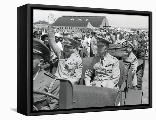 Generals Dwight Eisenhower and George Marshall Sitting in a Jeep at a Washington D.C. Airport-null-Framed Stretched Canvas