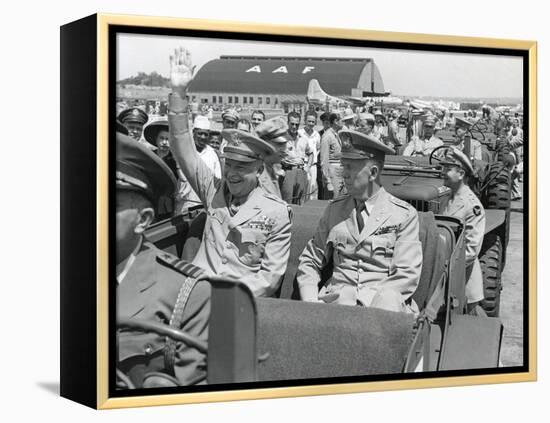Generals Dwight Eisenhower and George Marshall Sitting in a Jeep at a Washington D.C. Airport-null-Framed Stretched Canvas