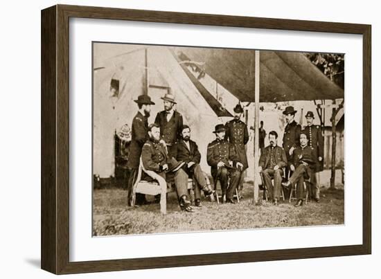 Generals Grant, Badeau, Rawlins, Comstock and Porter, and Colonels Duff, Dent, Robinett and Parker-Mathew Brady-Framed Giclee Print