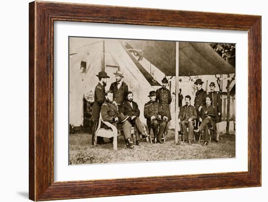 Generals Grant, Badeau, Rawlins, Comstock and Porter, and Colonels Duff, Dent, Robinett and Parker-Mathew Brady-Framed Giclee Print