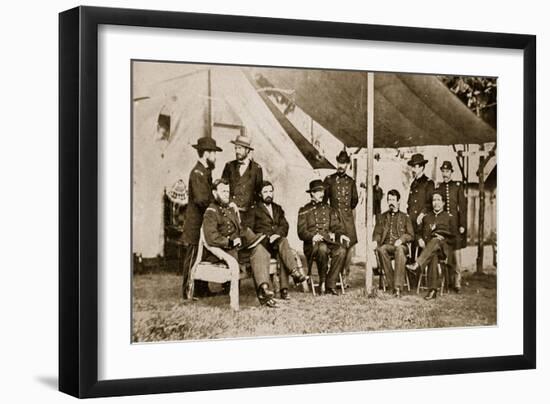 Generals Grant, Badeau, Rawlins, Comstock and Porter, and Colonels Duff, Dent, Robinett and Parker-Mathew Brady-Framed Giclee Print