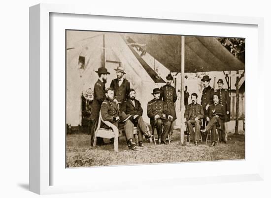 Generals Grant, Badeau, Rawlins, Comstock and Porter, and Colonels Duff, Dent, Robinett and Parker-Mathew Brady-Framed Giclee Print