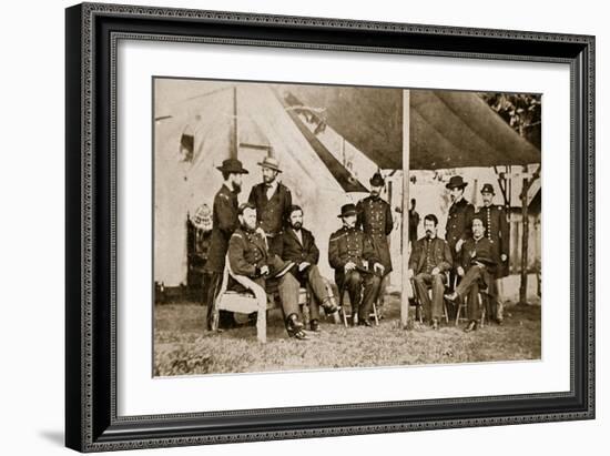 Generals Grant, Badeau, Rawlins, Comstock and Porter, and Colonels Duff, Dent, Robinett and Parker-Mathew Brady-Framed Giclee Print
