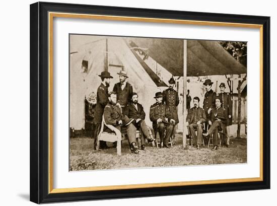 Generals Grant, Badeau, Rawlins, Comstock and Porter, and Colonels Duff, Dent, Robinett and Parker-Mathew Brady-Framed Giclee Print