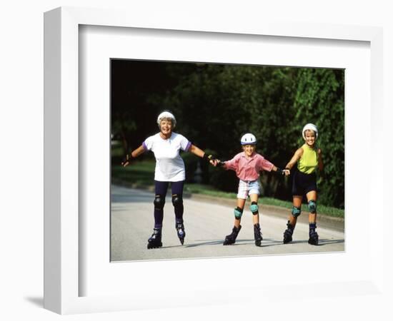 Generations of Women Rollerblading Together-Bill Bachmann-Framed Photographic Print
