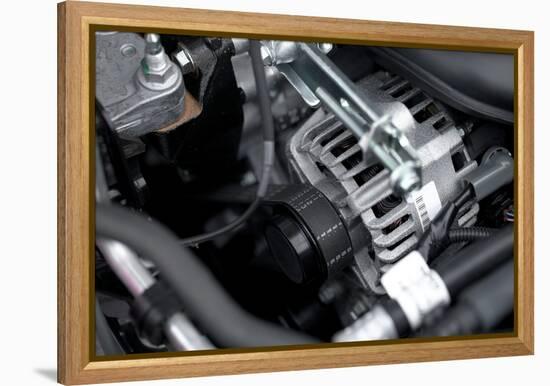 Generator And Fan Belt In A Car Engine-Gudella-Framed Stretched Canvas